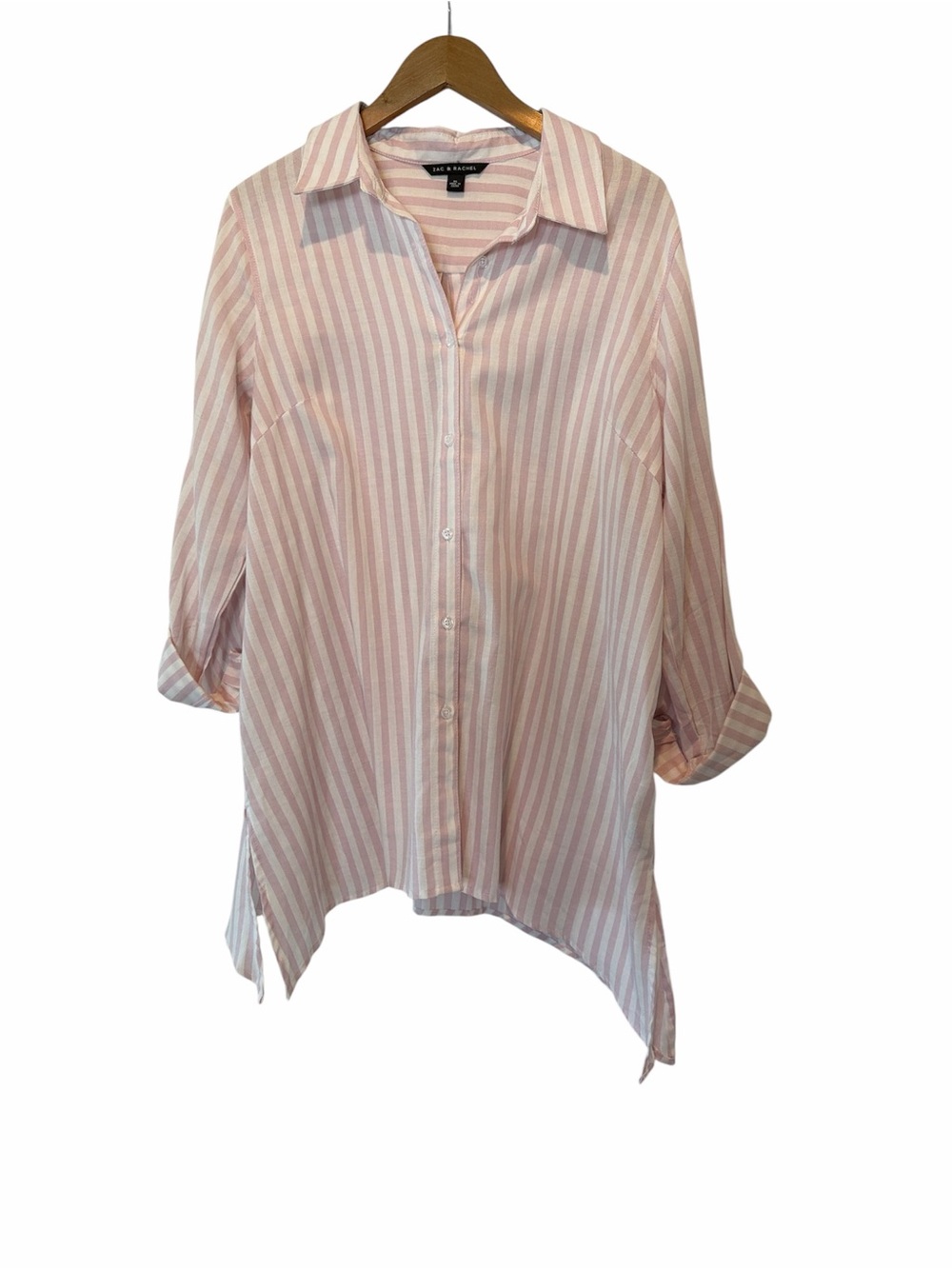Zac & Rachel Blush Pink and White Striped Collared Shirt